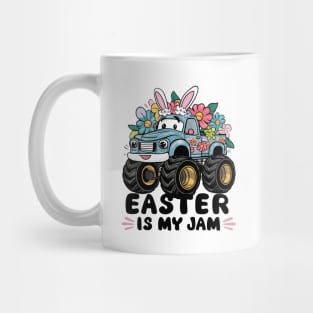 Happy Boys Easter Is My Jam Monster Truck Bunny Kids Women Mug
